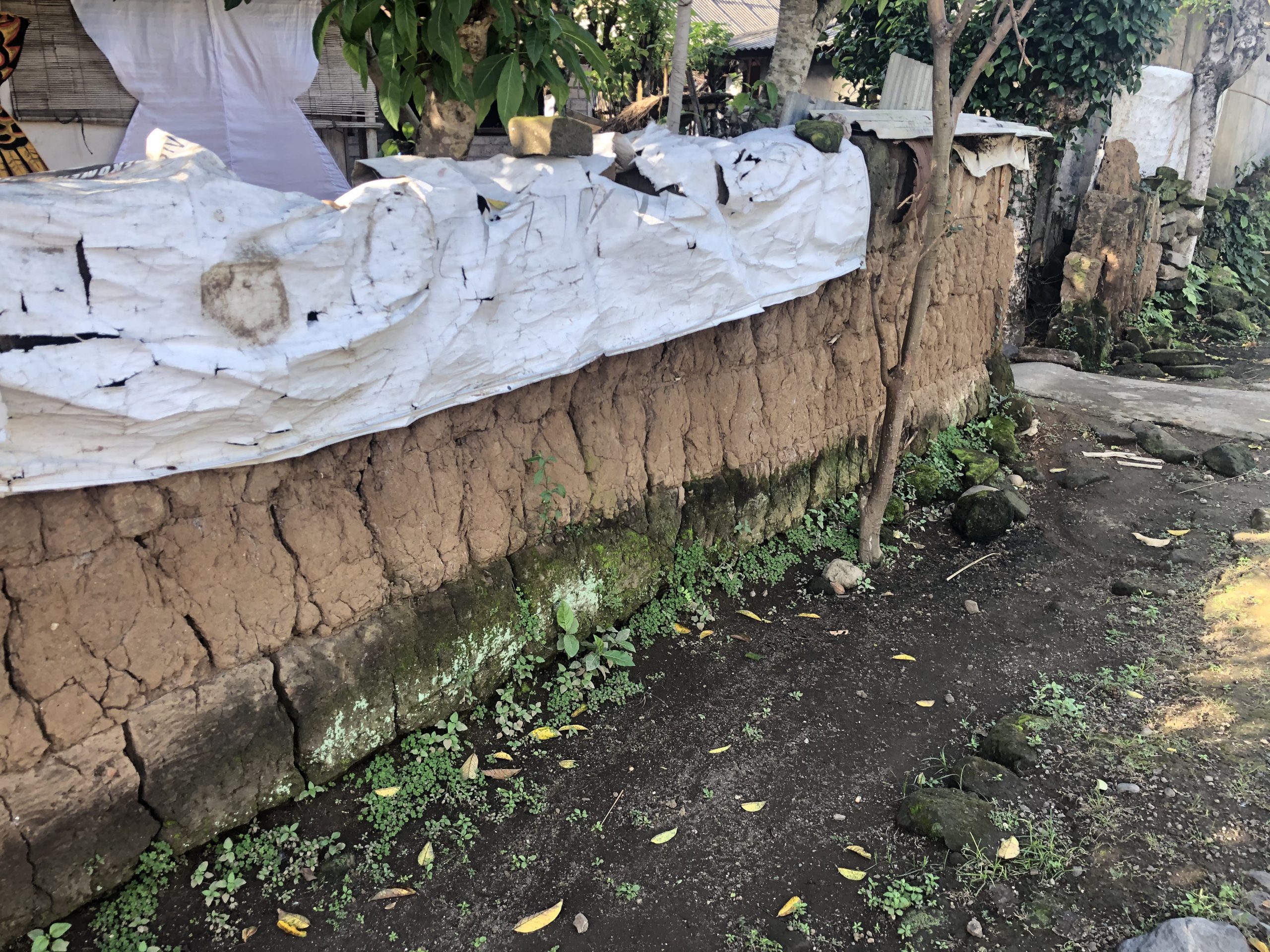 A very basic cob wall in Indonesia