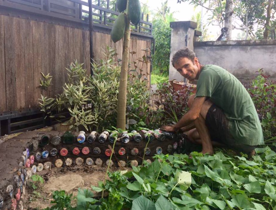 Building a raised garden bench in Bali, Indonesia