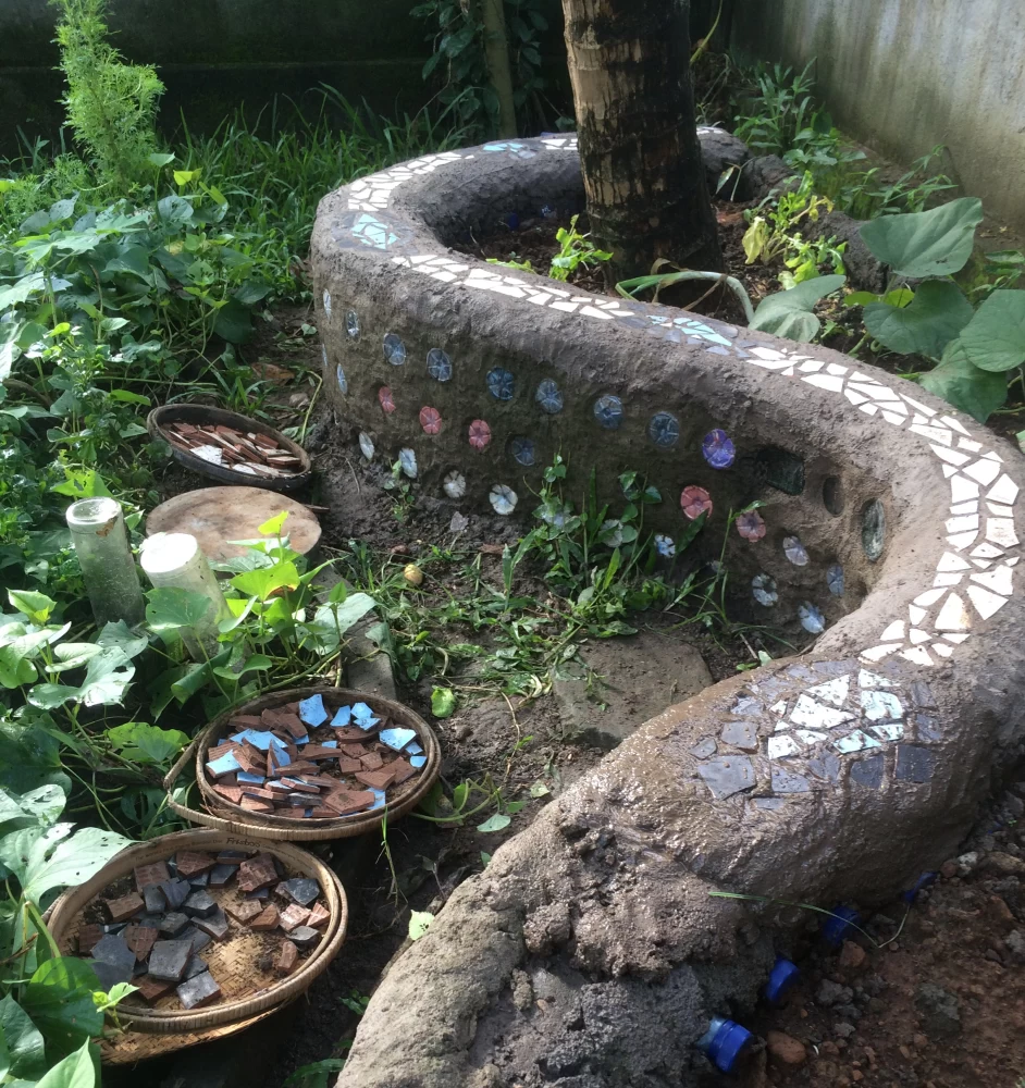 My ecobrick green garden bench | 233 ecobricks