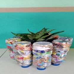 ecobrick in sekolah has sequestered 2 kg of plastic using 8 ecobricks