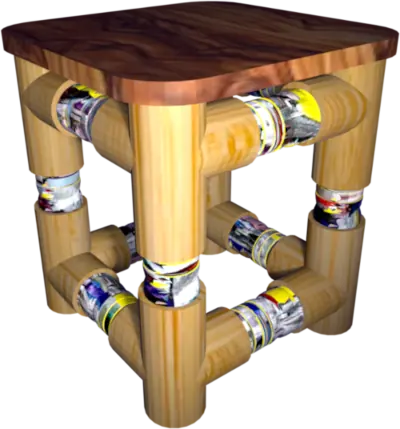 A cubic matrix made with bottles and bamboo